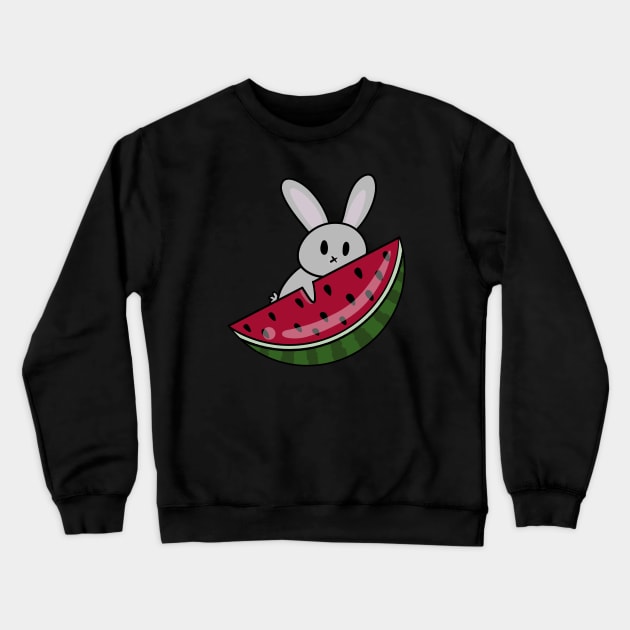 Bunny holding watermelon slice Crewneck Sweatshirt by Lobinha